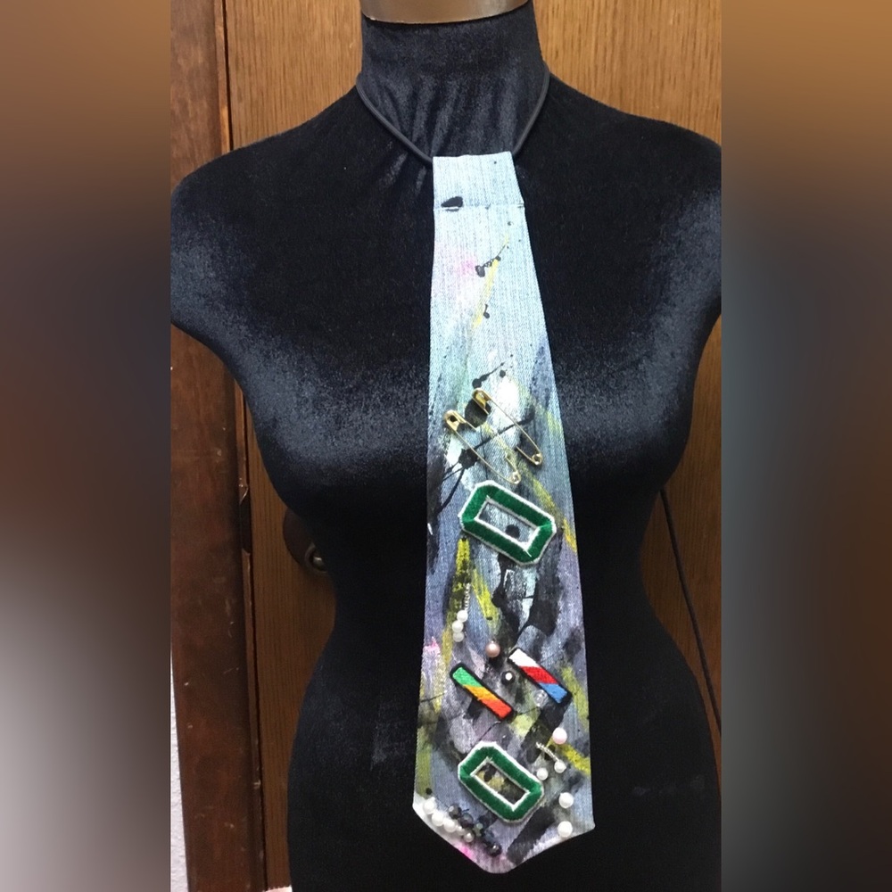 Abstract Design denim Neck Tie